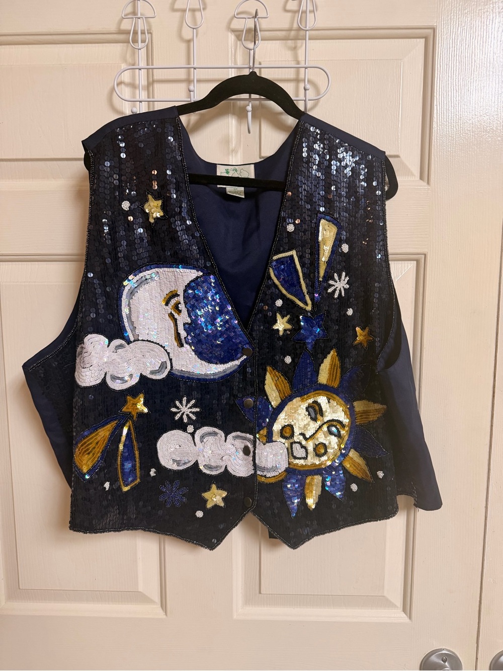 VTG 80s 90s RARE Fully Beaded Quacker Factory Celestial Moon/Sun Vest